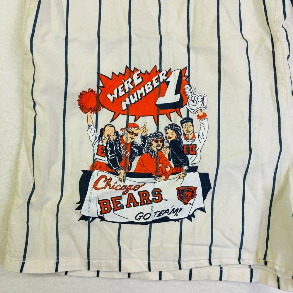 Vintage Chicago Bears Boxers Pinstripe NFL Lounge Shorts Mens Medium White Navy